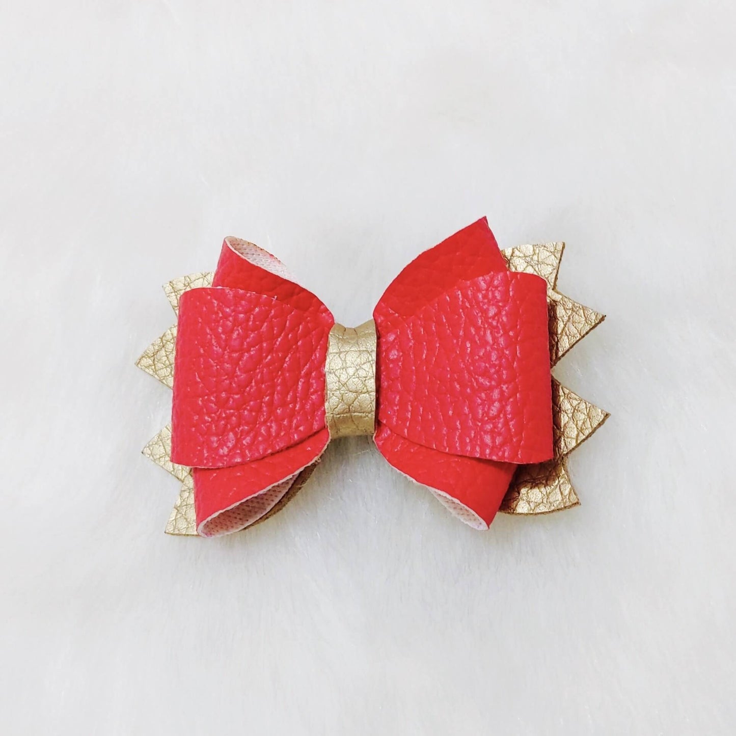 Red and Gold Festive Layered Bow Hair Clip