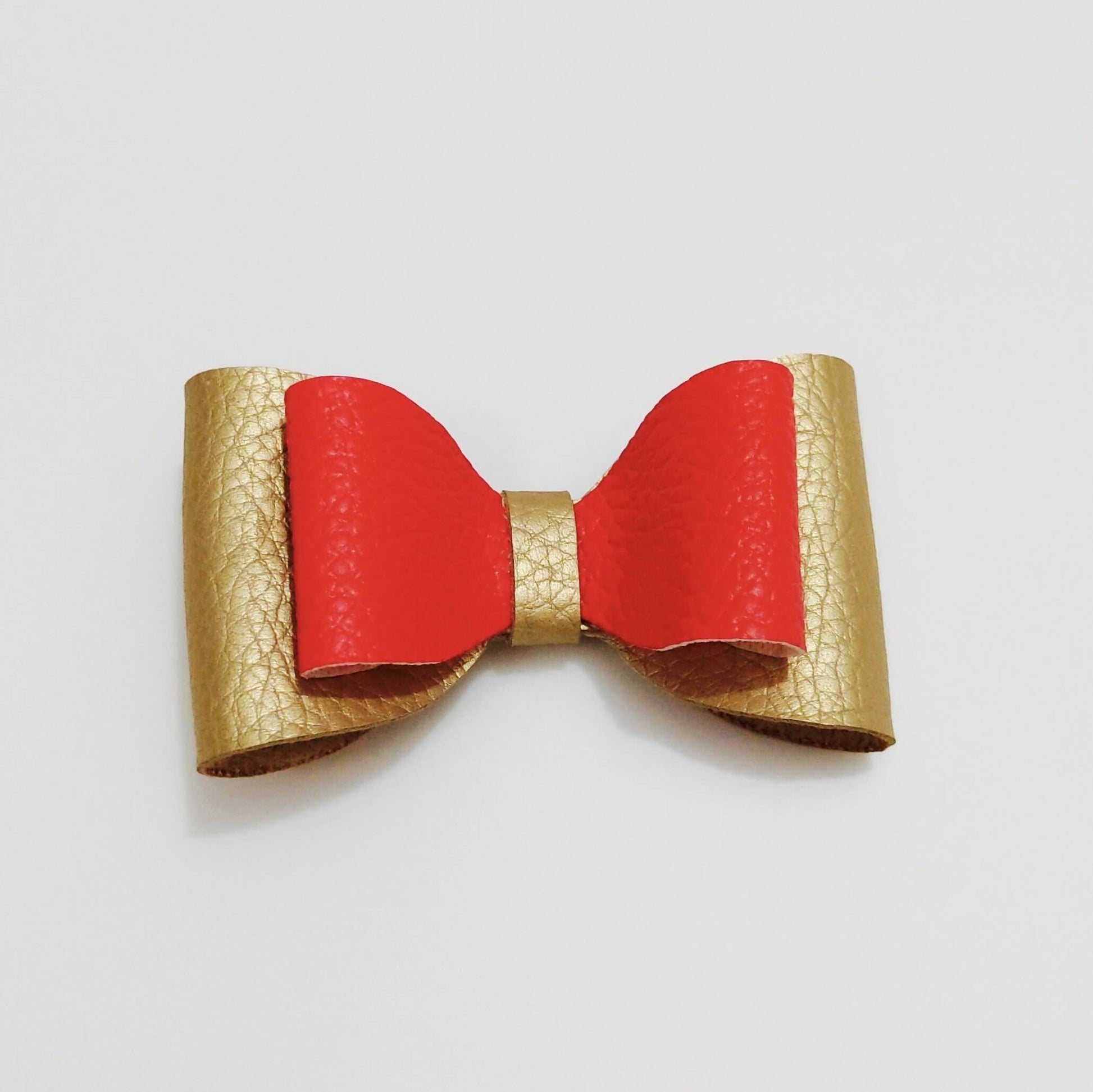 Red and Gold Festive Classic Bow Hair Clip