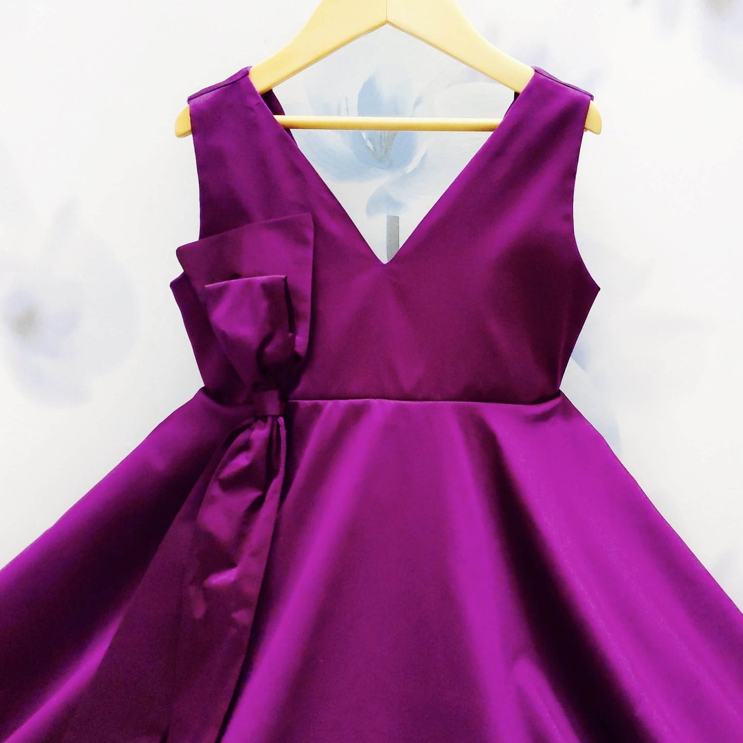Princess Style Purple V-Neckline Flared Dress | Designer Wear  for Girls
