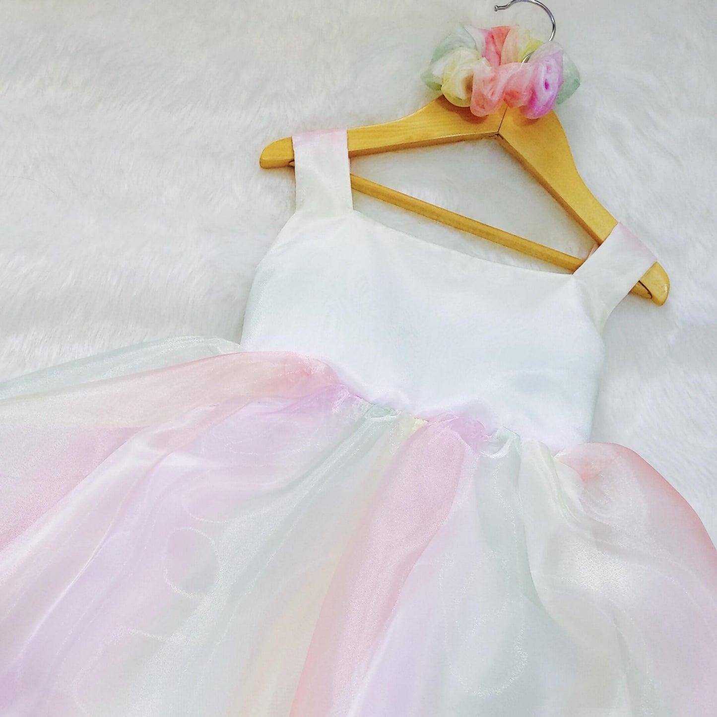 Unicorn Rainbow Square Neckline Dress | Kids Birthday Wear