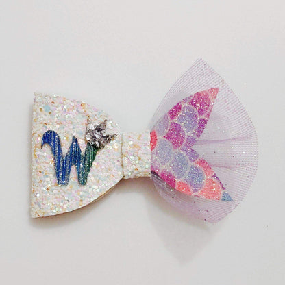 Custom Name Letter Mermaid Bow Hair Clip | Personalized Hair Accessories