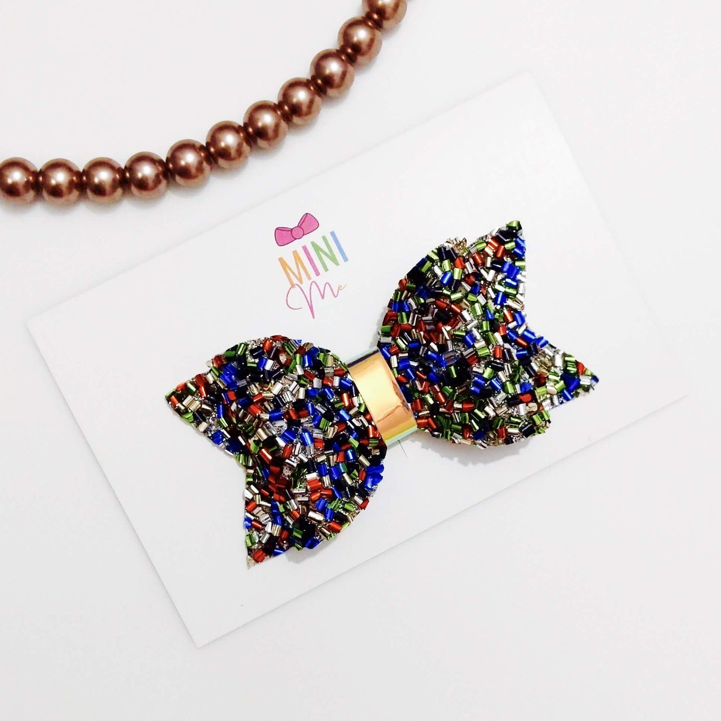 Multicolor Party Bow Hair Clip | Premium Glitter Leather Hair Bow