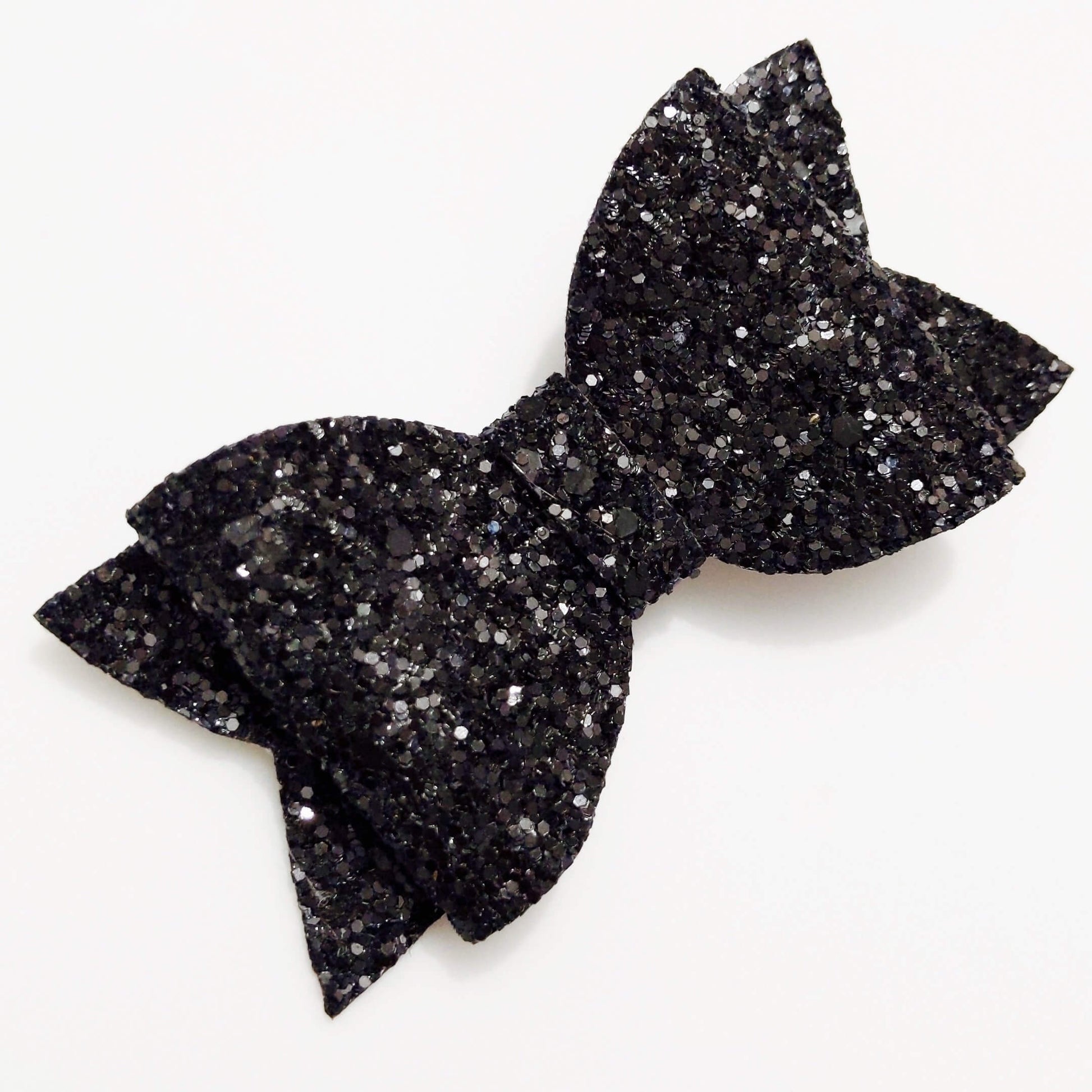 Black Glitter Bow Hair Clip Set | Premium Glitter Hair Clip