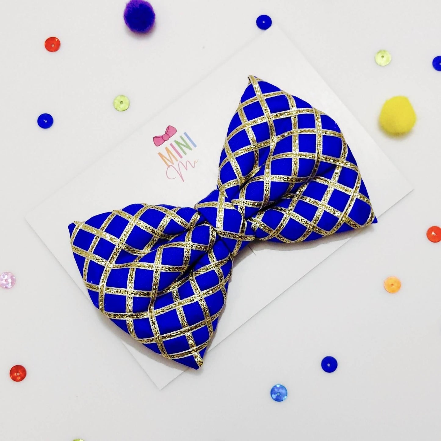 Blue and Gold Festive Princess Bow Hair Clip | Premium Hair Bows