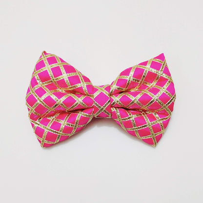 Pink and Gold Festive Princess Bow Hair Clip | Premium Silk Bows