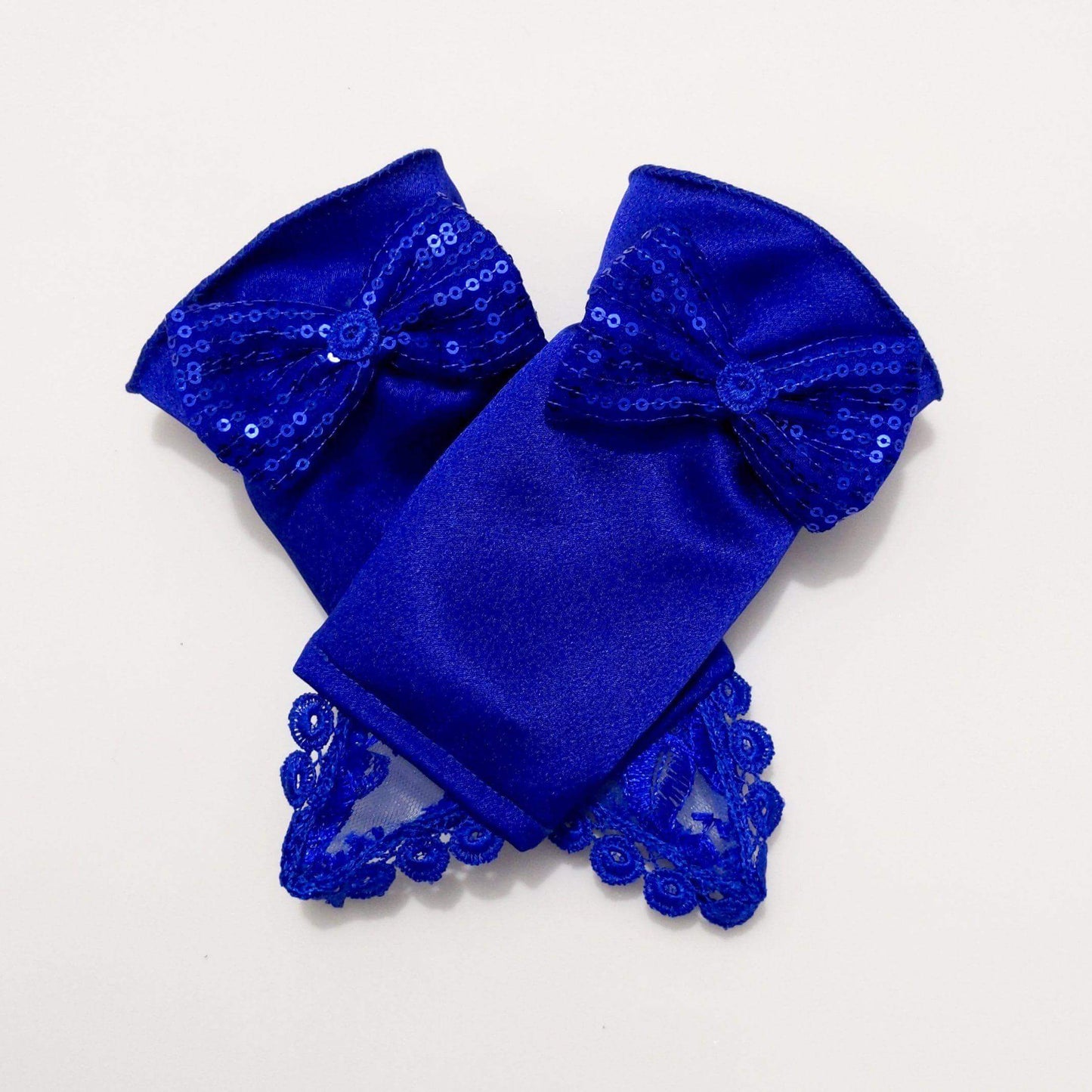 Blue Satin Princess Gloves | Girls Royal Accessory