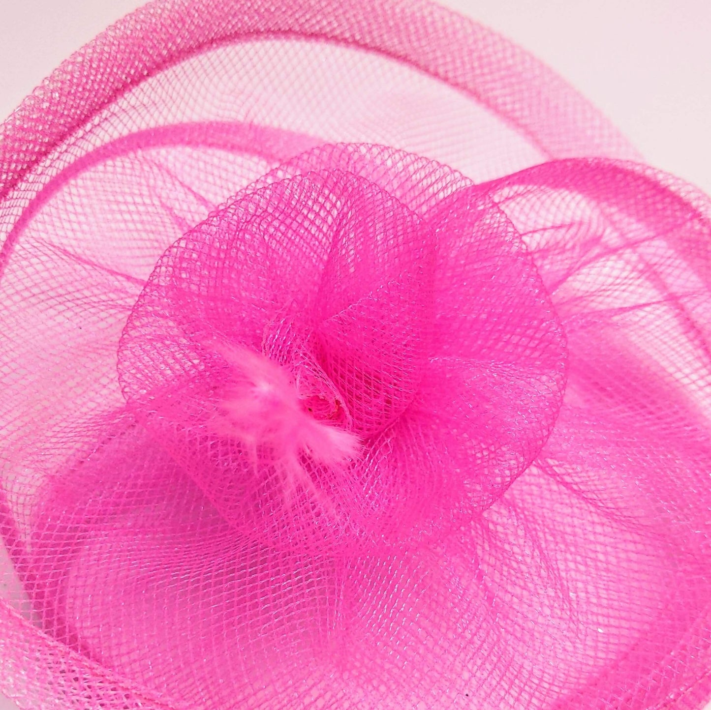 Twisted Pink Flower & Feather Fascinator Hat | Designer Princess Accessory