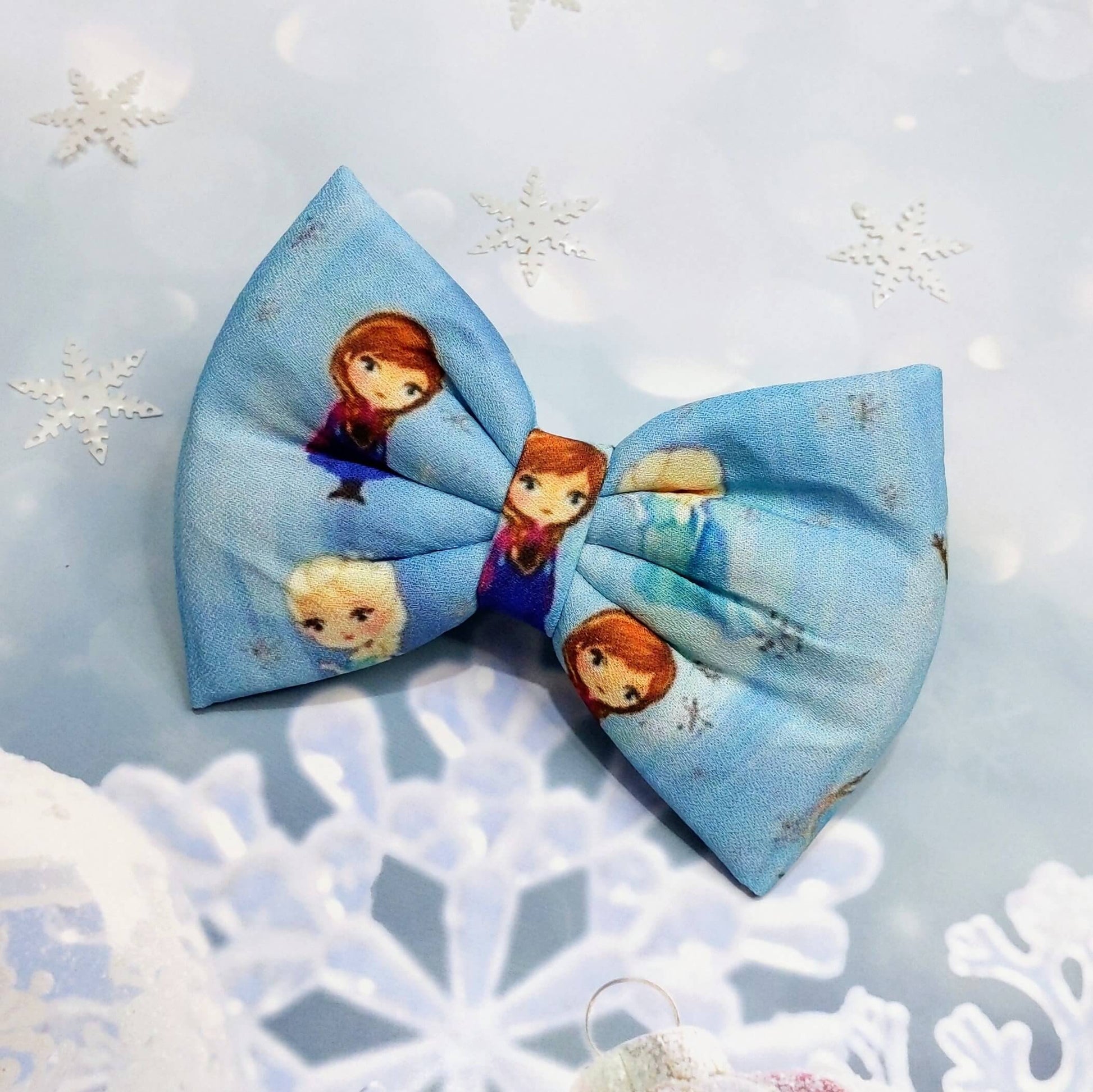 Frozen Princess Elsa Anna Bow Hair Clip | Designer Princess Hair Accessory