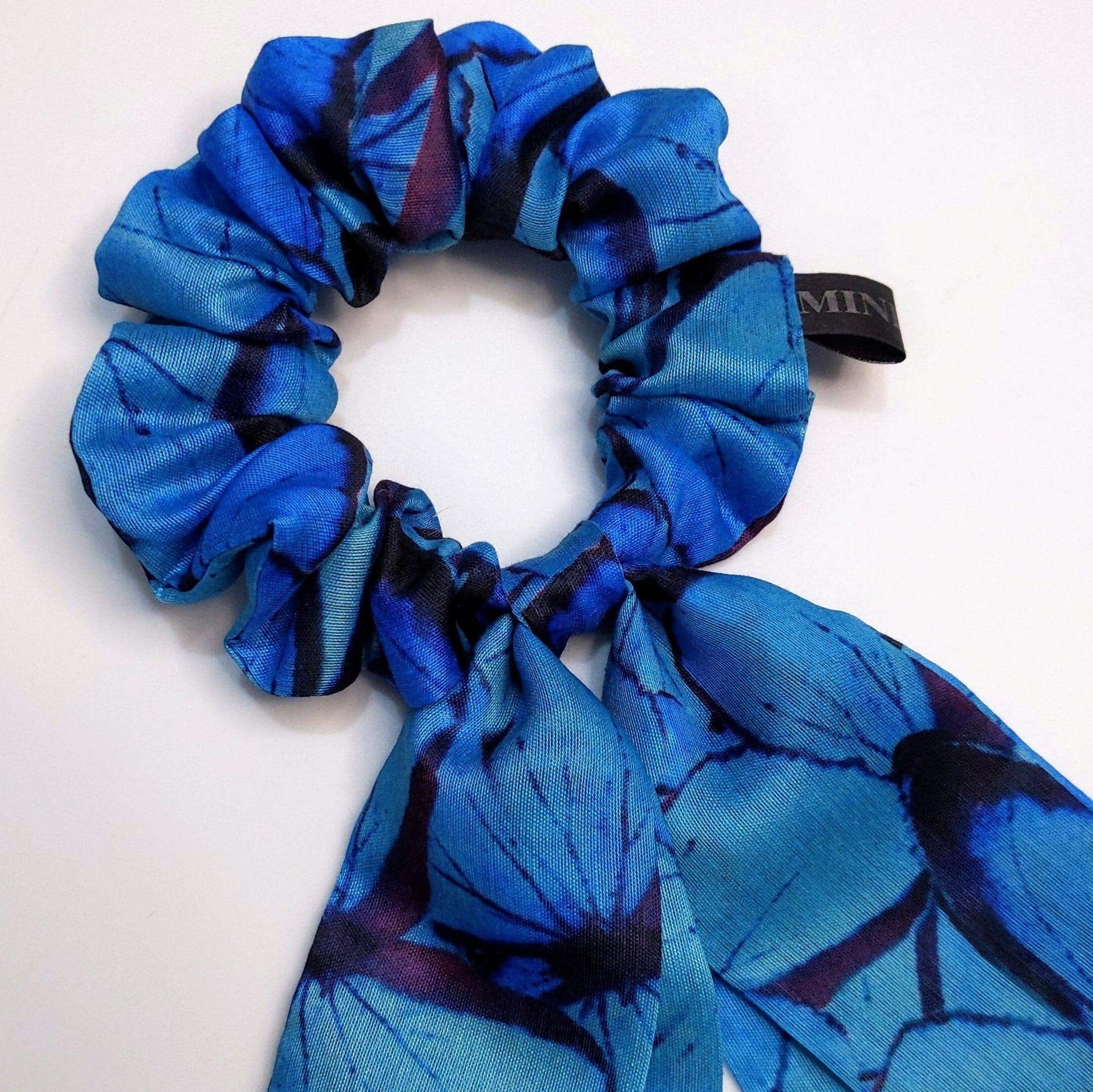 Butterfly Blue Scrunchie with tail | Women Hair Accessories