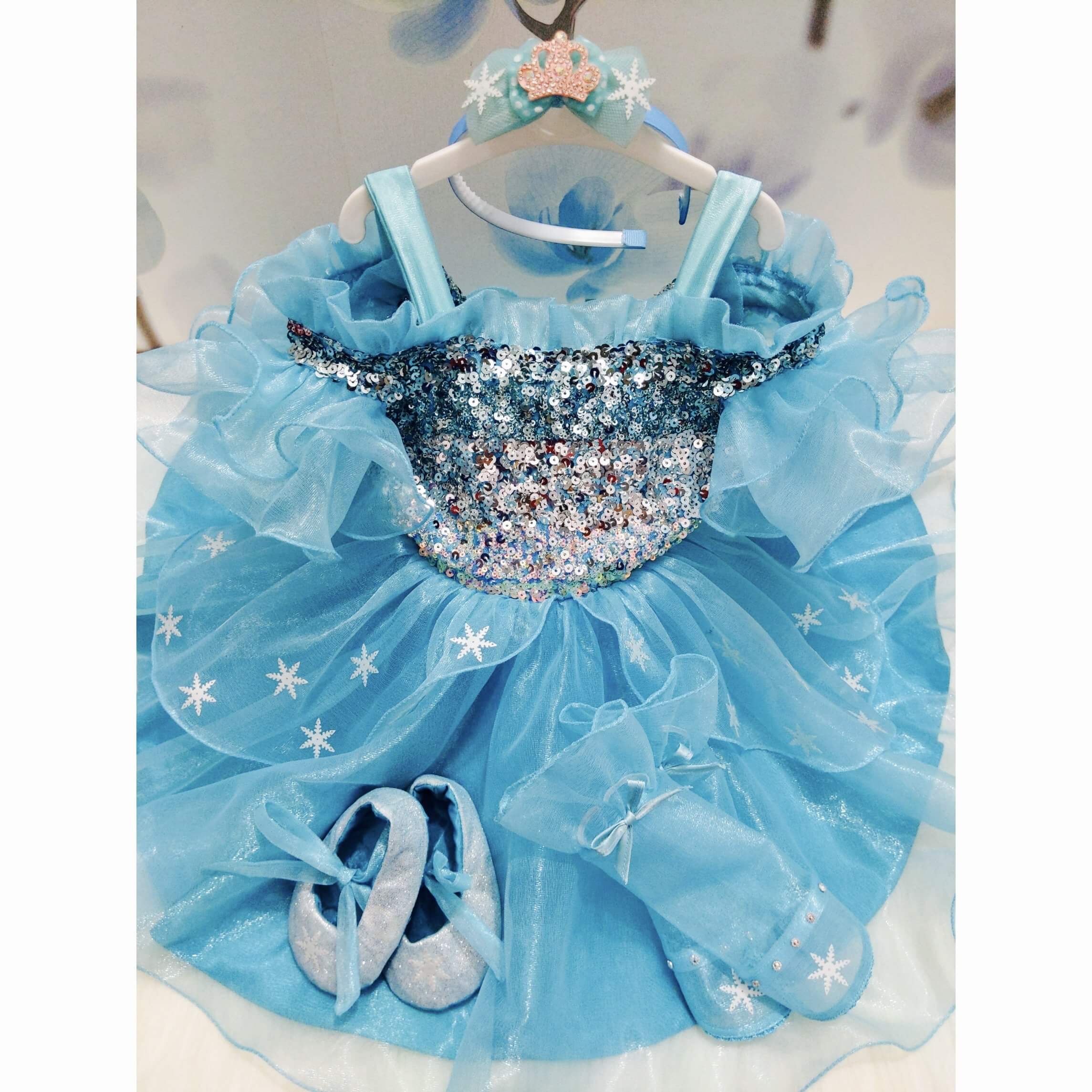 Snow Queen Long Sleeve Princess Elsa Frozen Costume Halloween Party Girls  Dress | eBay