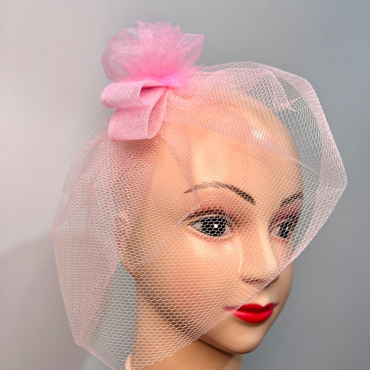 SERENITY Pink Veil Fascinator | Designer Headpiece