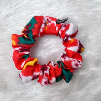 Be Dazzled Red White, Multicolor Cotton Silk Scrunchie