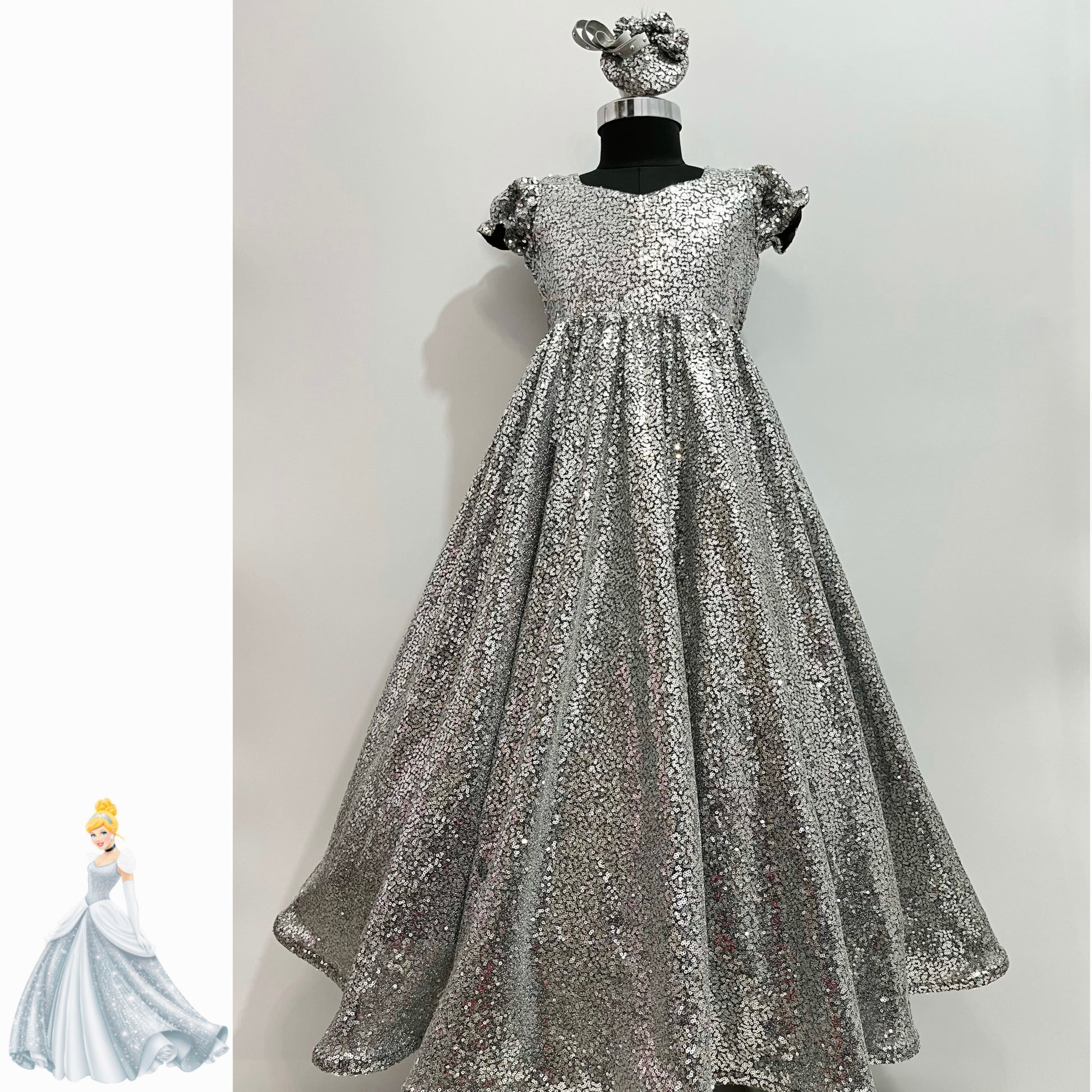 Disney Cinderella Theme Sequin Gown Dress | Girls Couture Wear