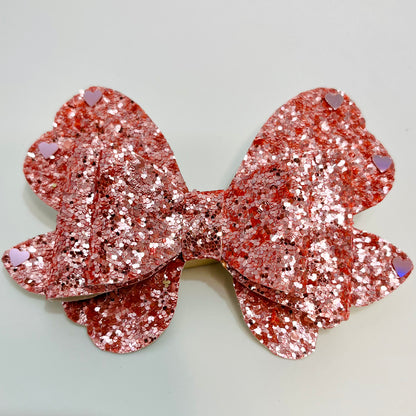 Blush Pink Glitter Bow | Party Bow Hair Clip
