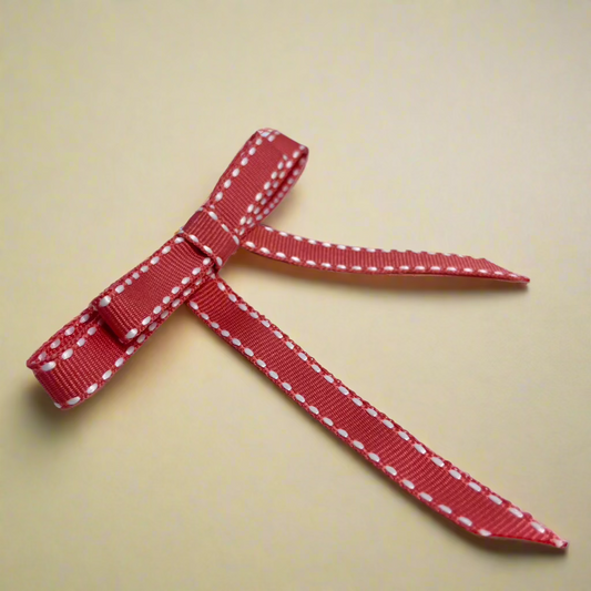 Coral Pink Ribbon Tail Bow | Designer Hair Accessories