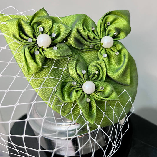 Green Teardrop Veil Fascinator Hat for Women