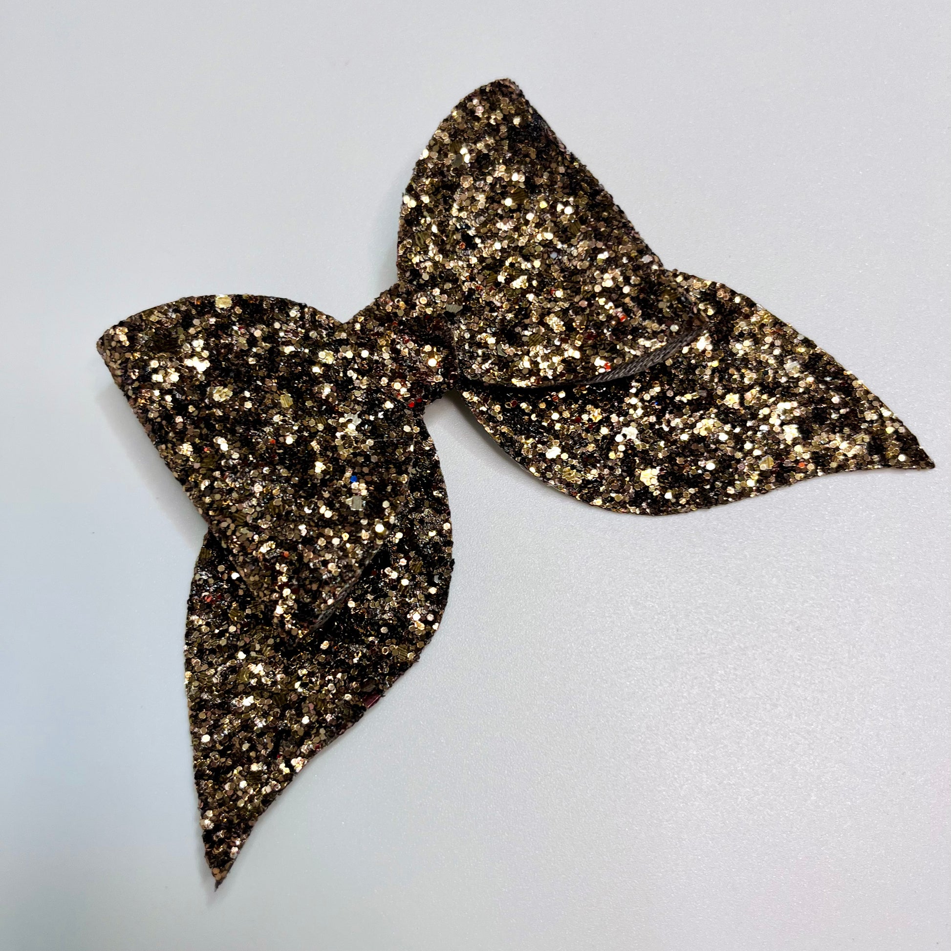 Golden Chunky Glitter Pigtail Bow Hair Clip | Diwali Hair Bow