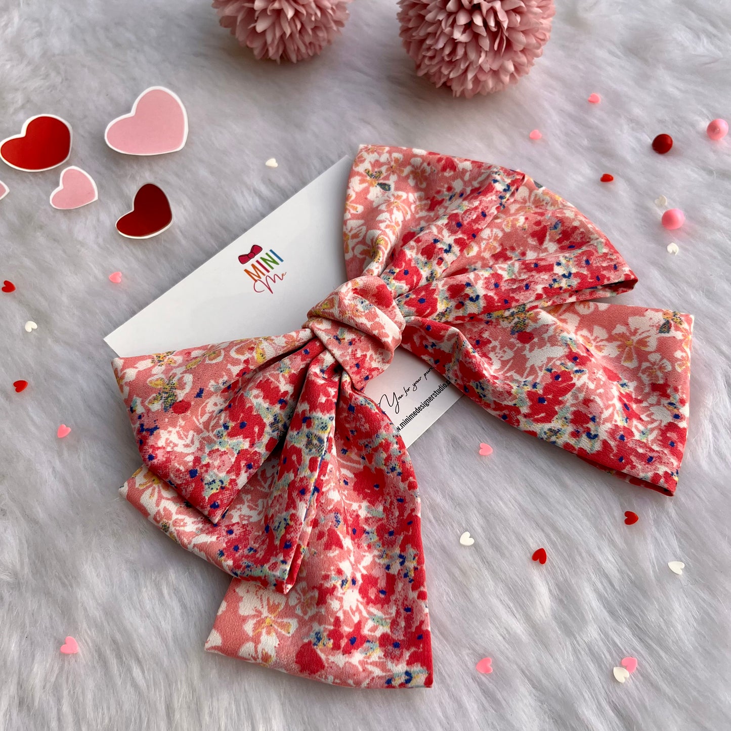 Love Blossoms Peach and Pink Hair Bow Clip | Premium Silk Bow Gift Box