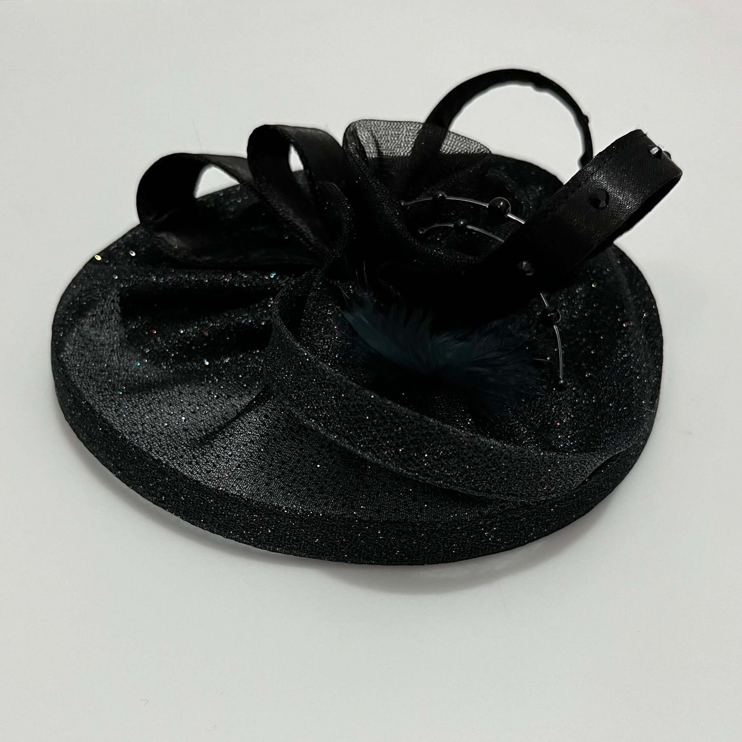 Black Sparkles Fascinator Hat | Couture Headwear