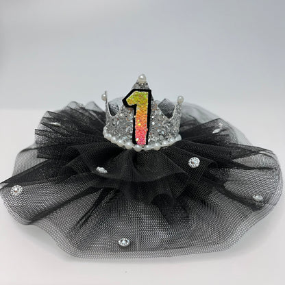 Personalised Birthday Black Crown Hair Clip