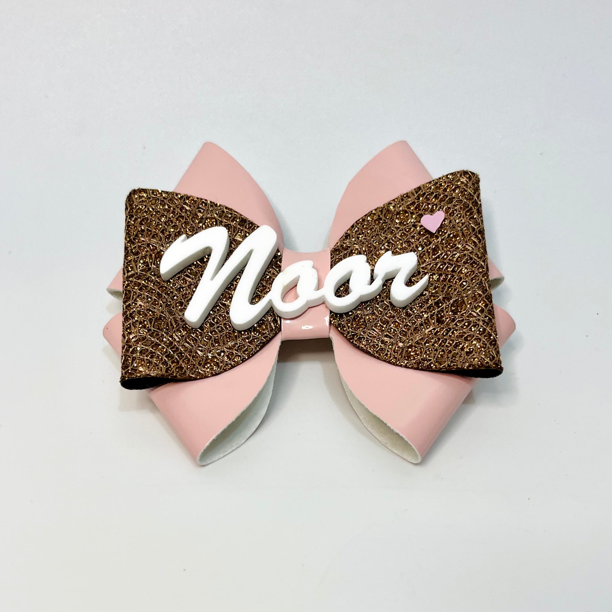 Personalised Pink and Rose Gold Bow | Baby Girl Nylon Headband