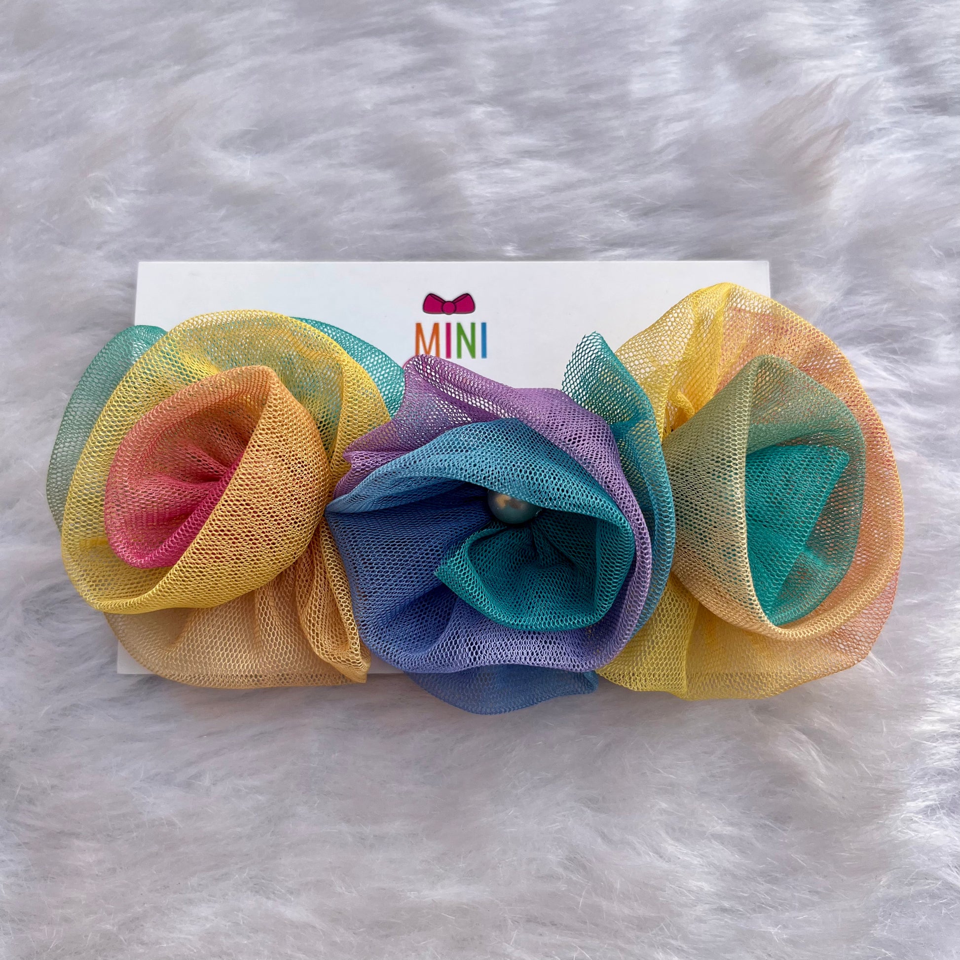 Rainbow Flower Tiara Headband | Baby Girl Birthday Accessories