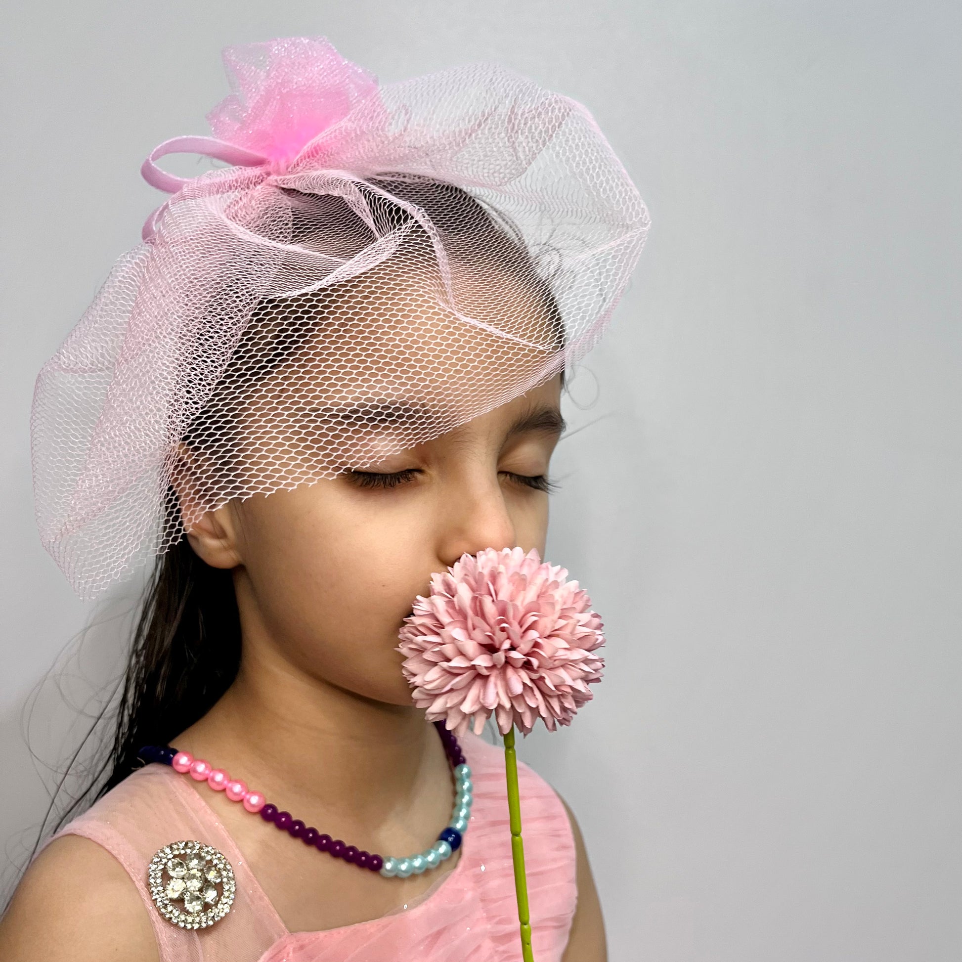 SERENITY Pink Veil Fascinator | Birthday Pink Hairclip