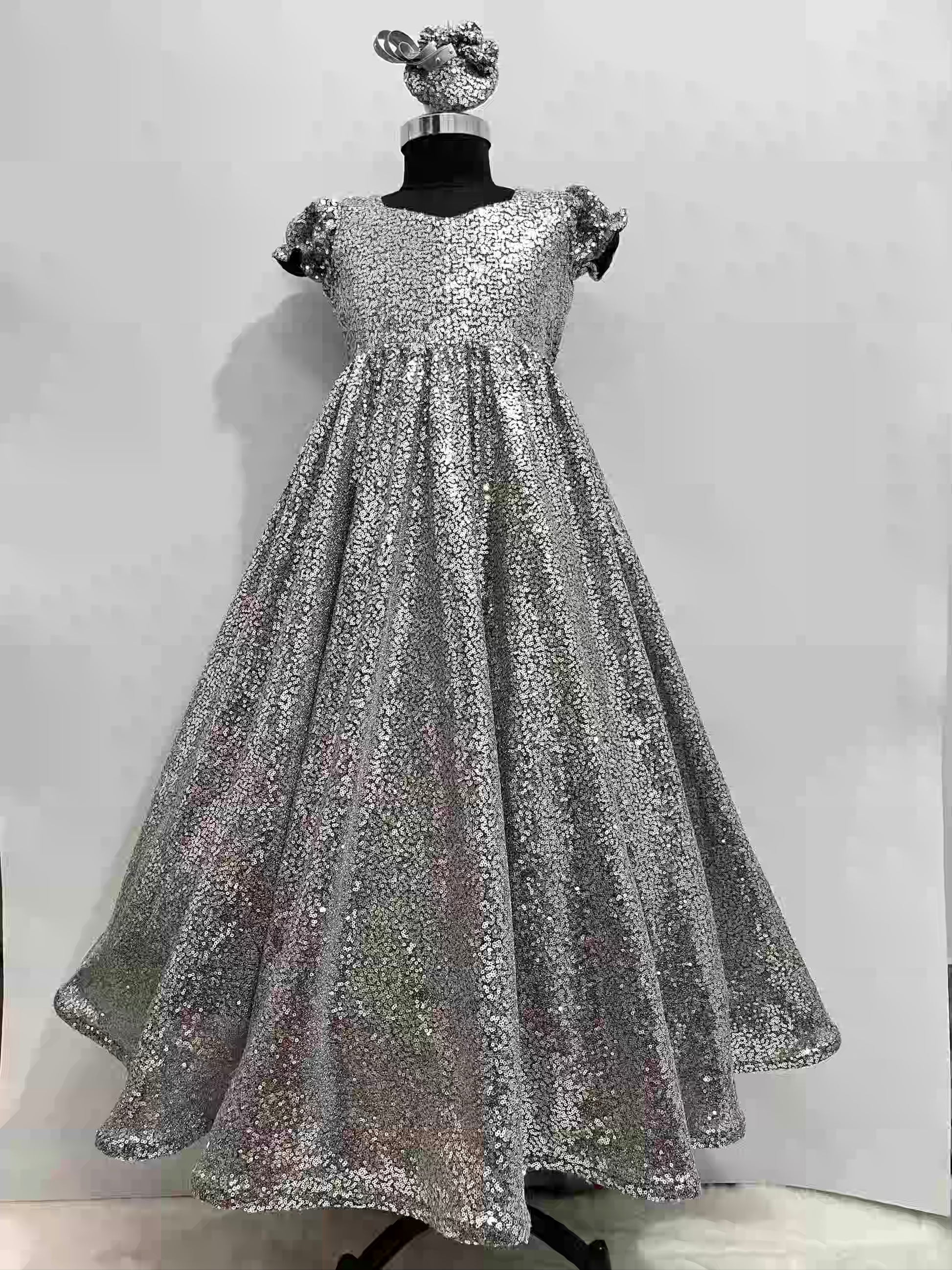 Disney Cinderella Theme Sequin Gown Dress | Girls Designer Party Wear