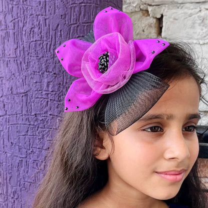Black and Purple Flower Fascinator | Birthday Hair Accessory