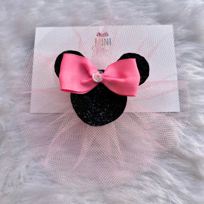 Minnie Mouse Pink and Black Fascinator Hair Clip