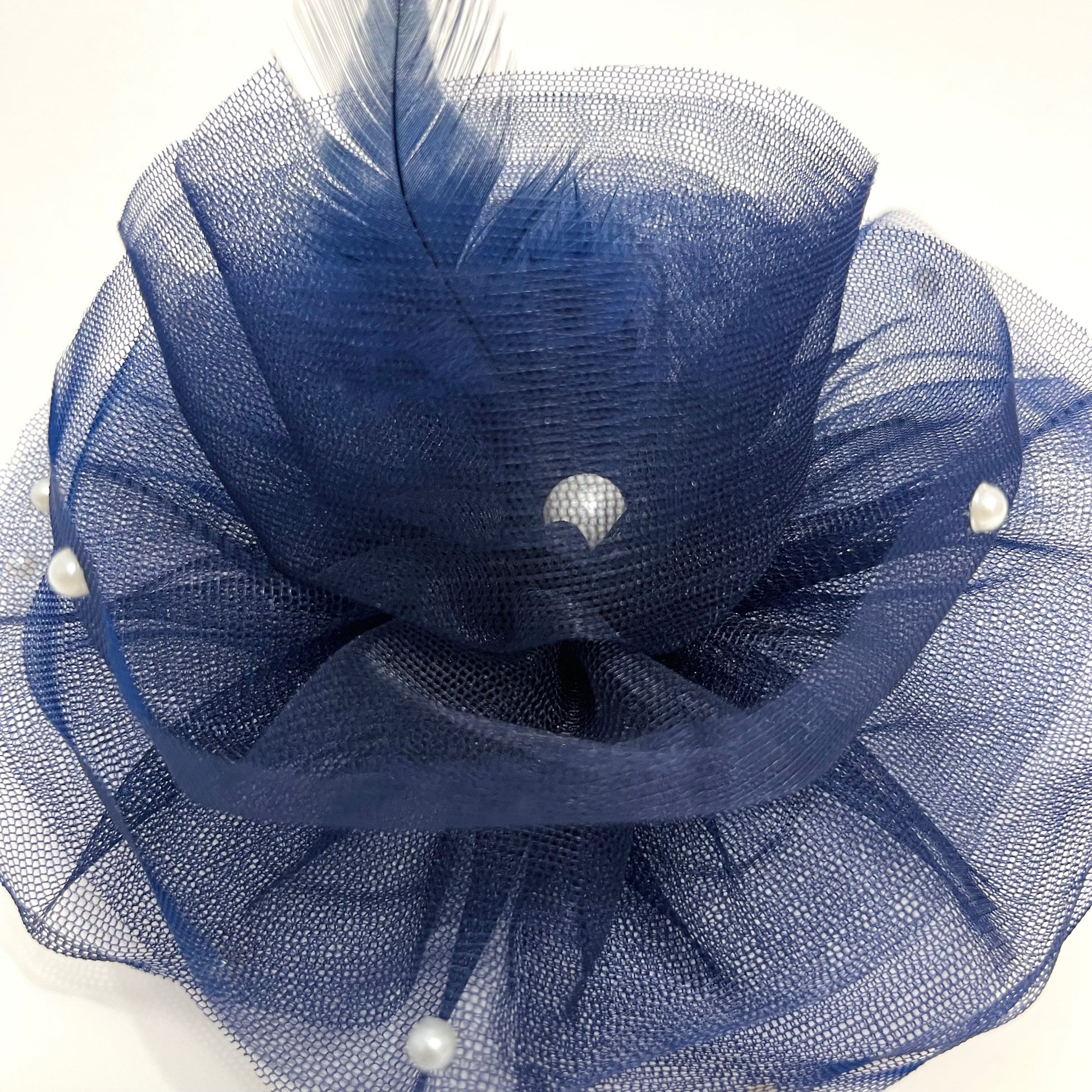 Blue Ruffled Feather Fascinator | Navy Blue Birthday Baby Girl Headband