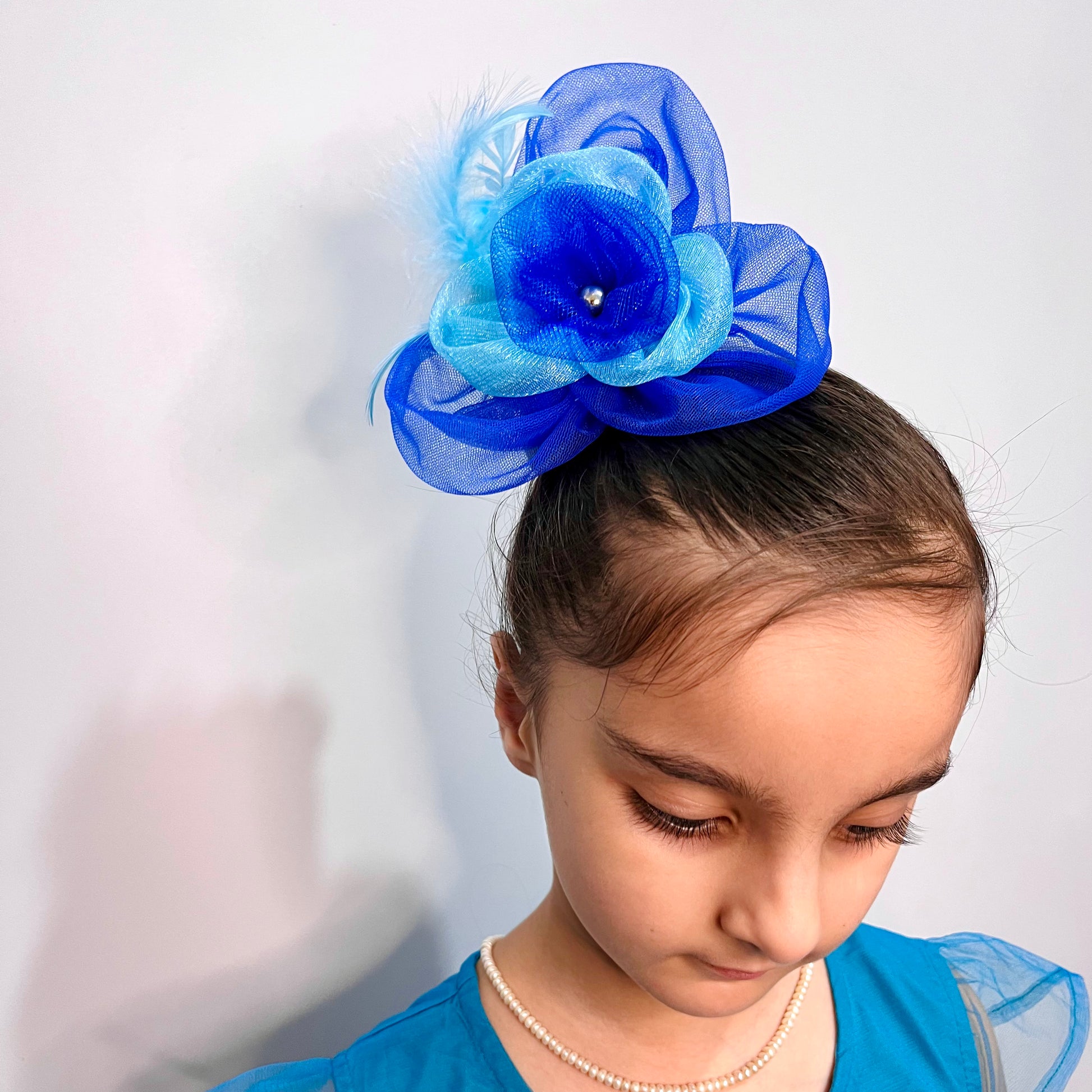 Blue flower fascinator | Designer Birthday Hair Clip