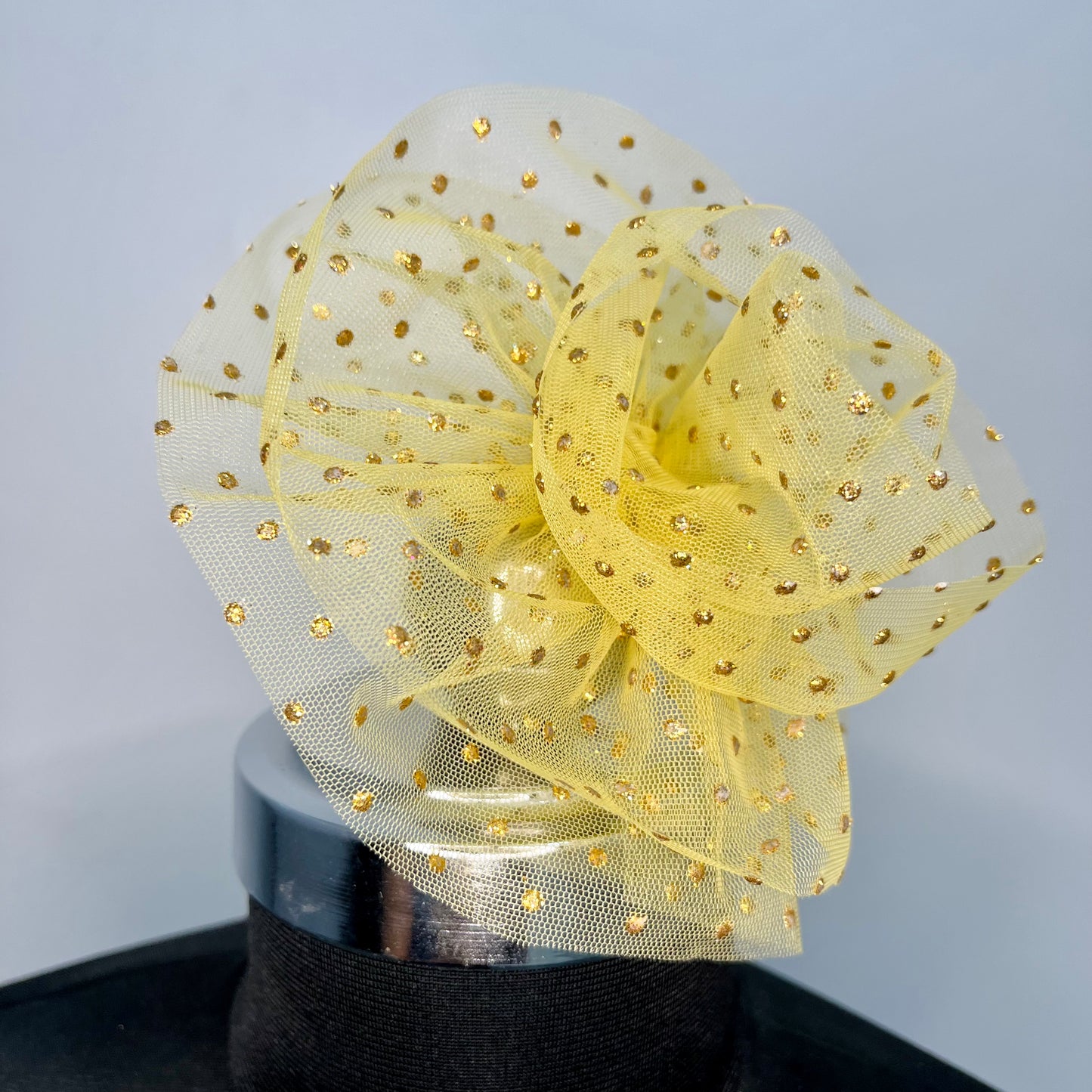 Glittery Gold Yellow Fascinator Headband for Baby Girl