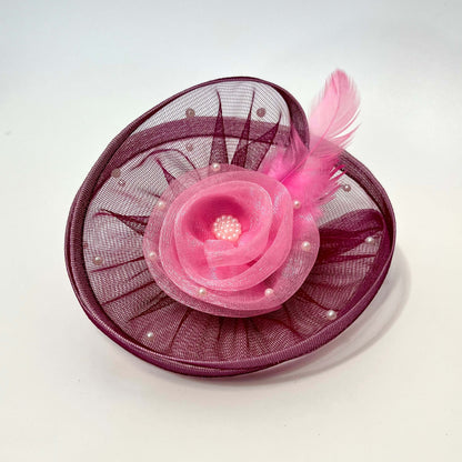 Baby Pink and Wine Fascinator Hat | Birthday Fascinator