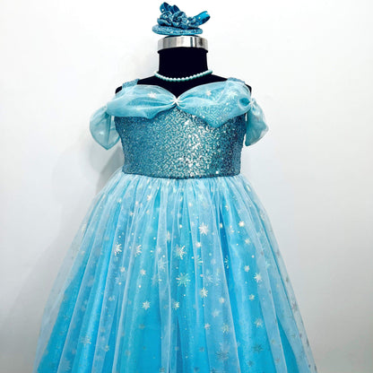 Frozen Theme Light Blue Dress for Special Occasion for Baby Girls