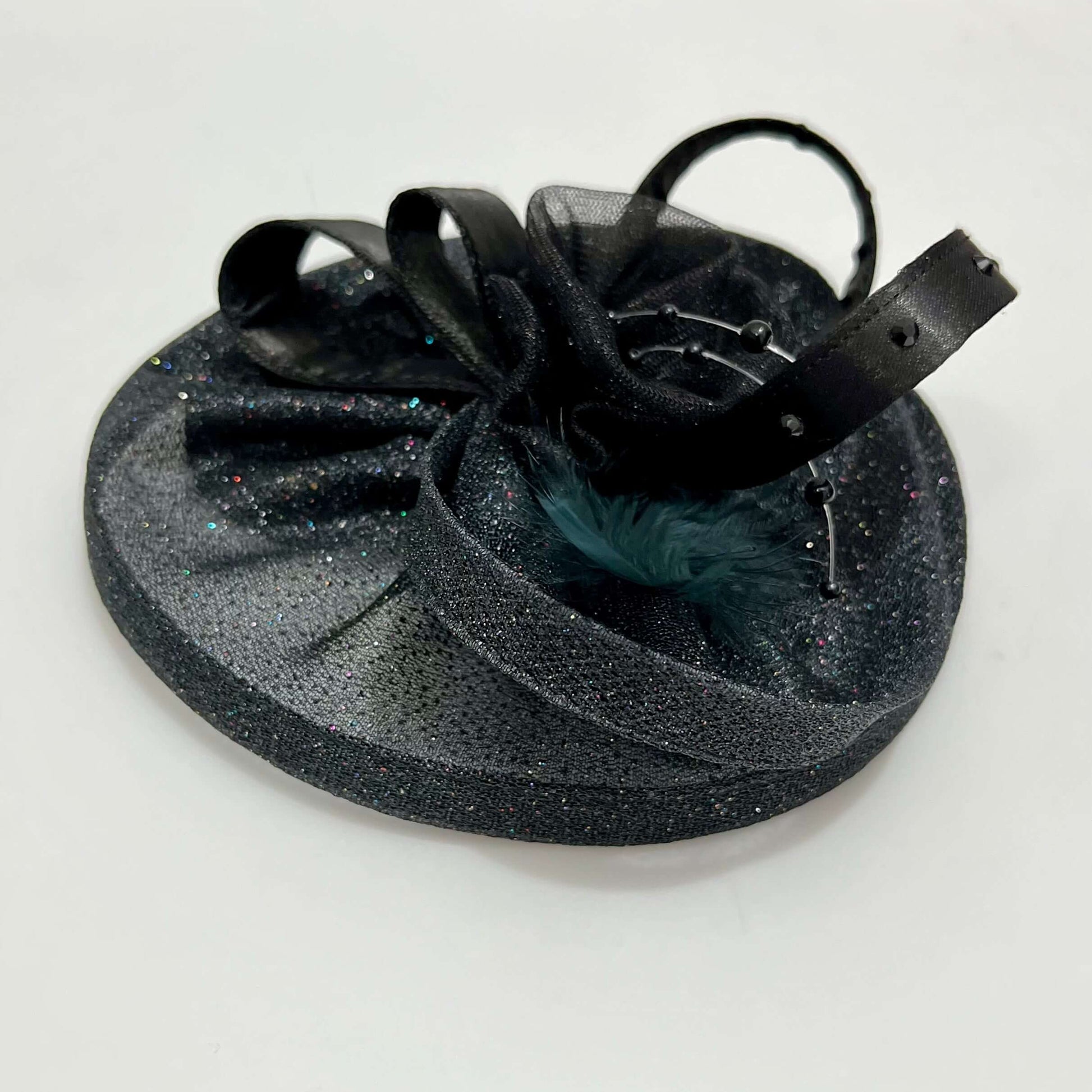 Black Sparkles Fascinator Hat | Designer Headwear