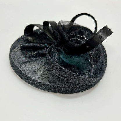 Black Sparkles Fascinator Hat | Designer Headwear