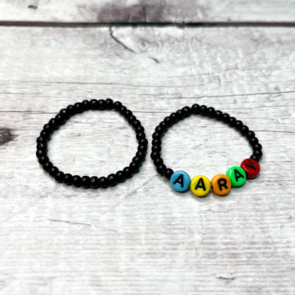 Black Bracelet Set | Personalised Name Beads