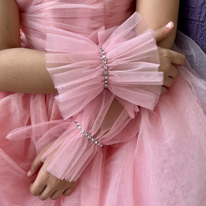 Ruffled Charm Tulle Pink Cuffs