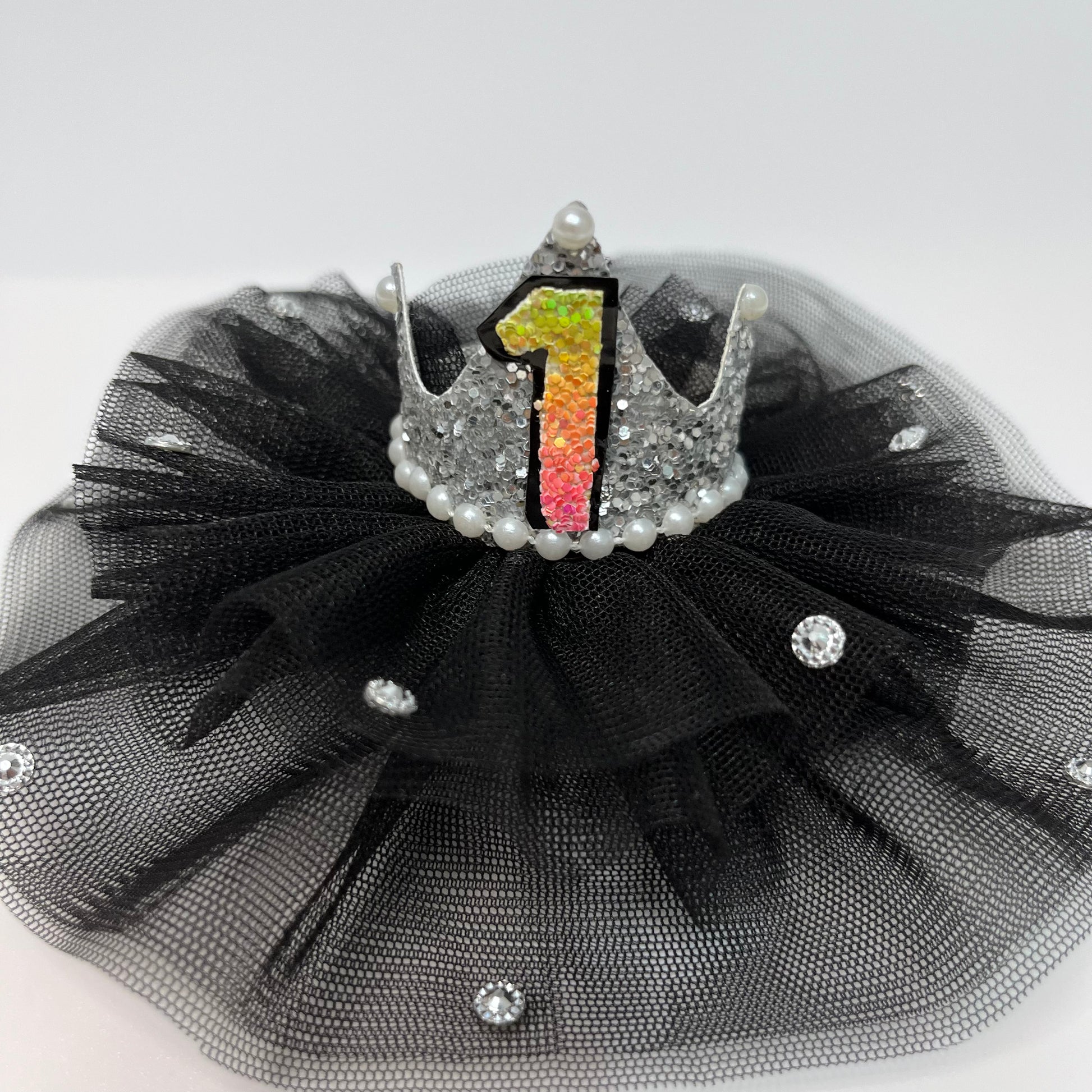 Personalised Birthday Black Crown Hair Clip | Baby Girl Headband