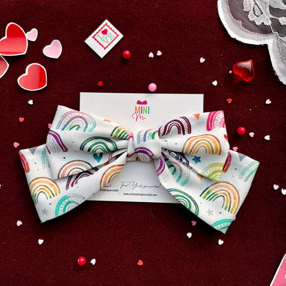 Rainbow Hearts Bow Hair Clip | Valentine Day Gift for Her
