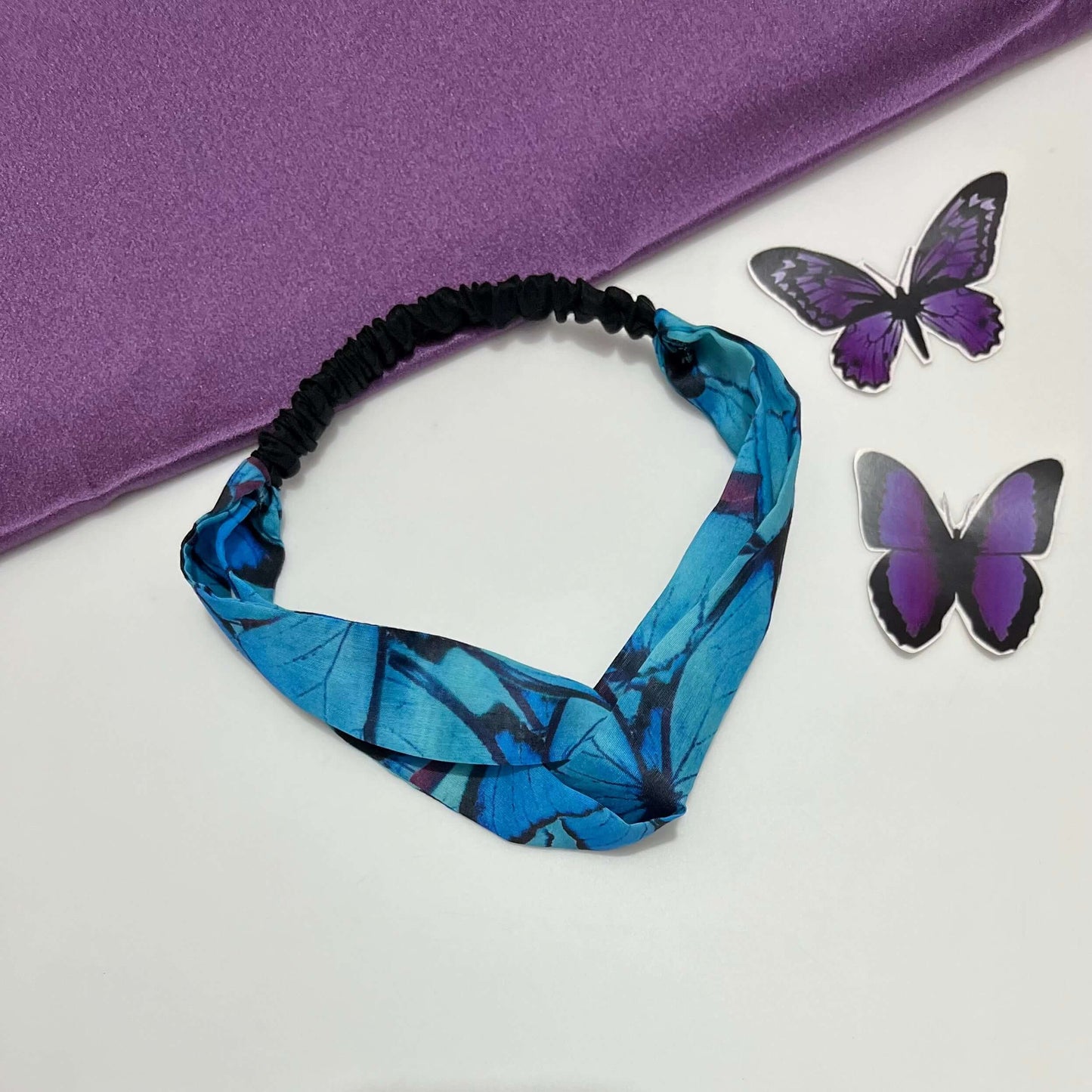 Blue Butterflies Twisted Headband | Designer Hair Accessory