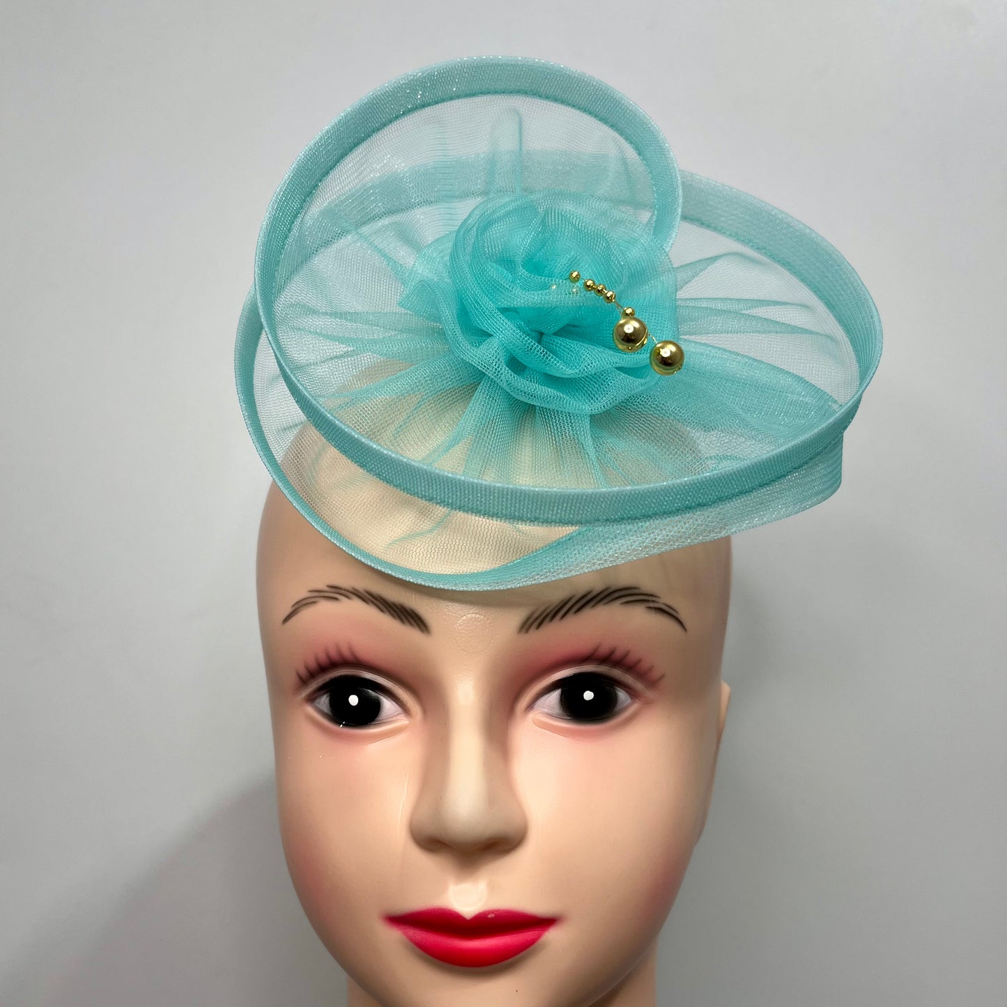 Pastel Turquoise Blue Fascinator Hat | Designer Headpiece