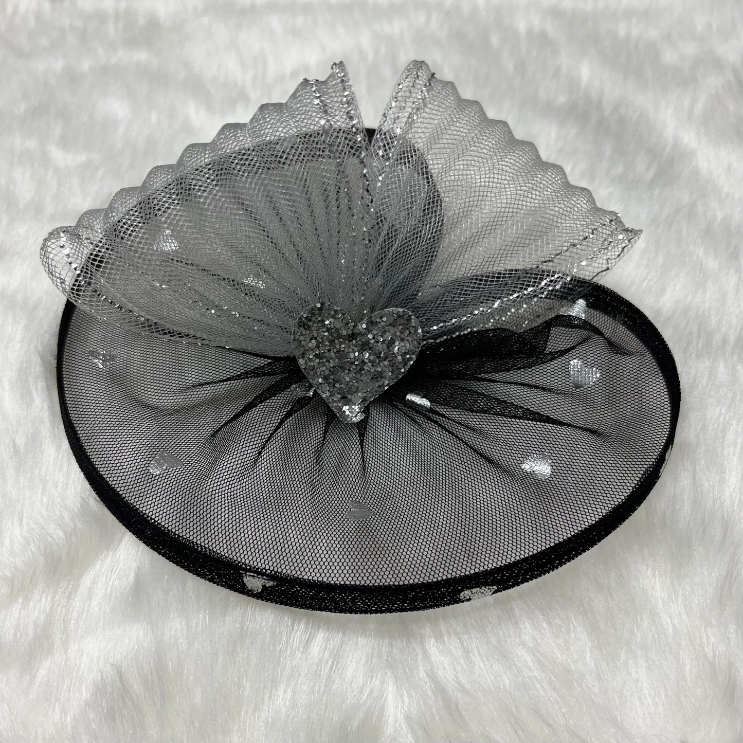 Hearts Alive Black Fascinator | Millinery Couture Headpiece
