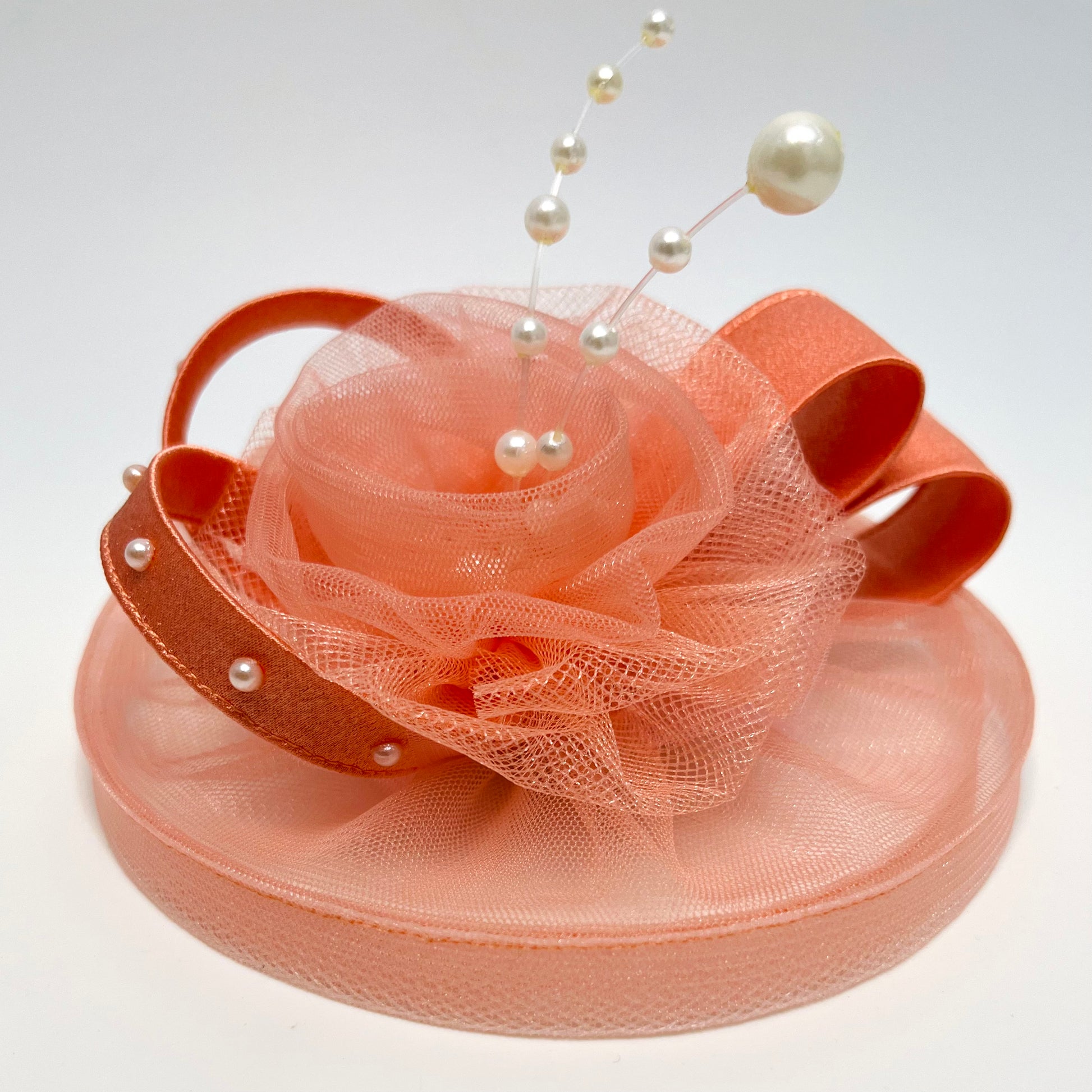 Peach Fascinator Hat | Baby Girl Nylon Soft Headband