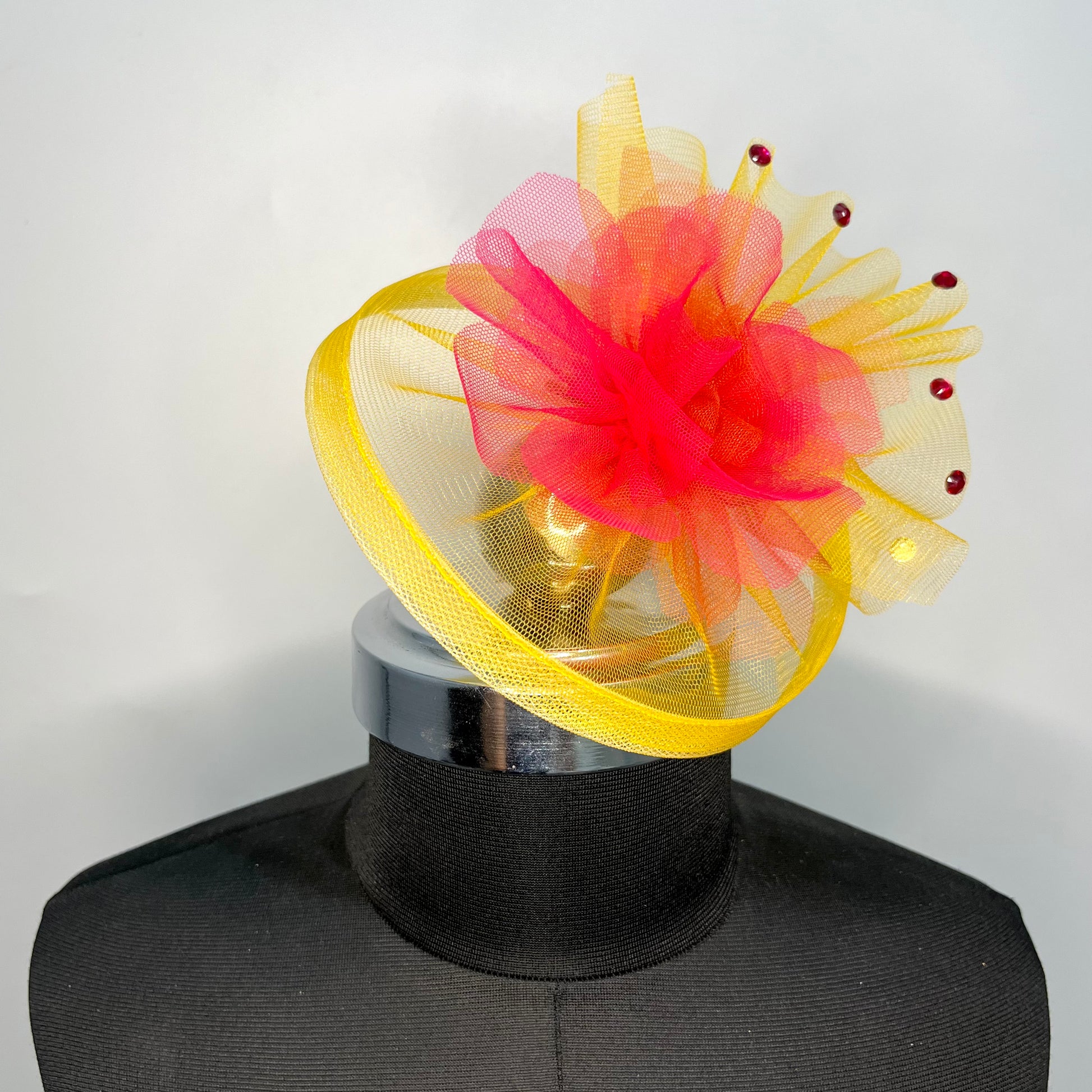 Red and Yellow Flower Fascinator Hat | Baby Girl Headband