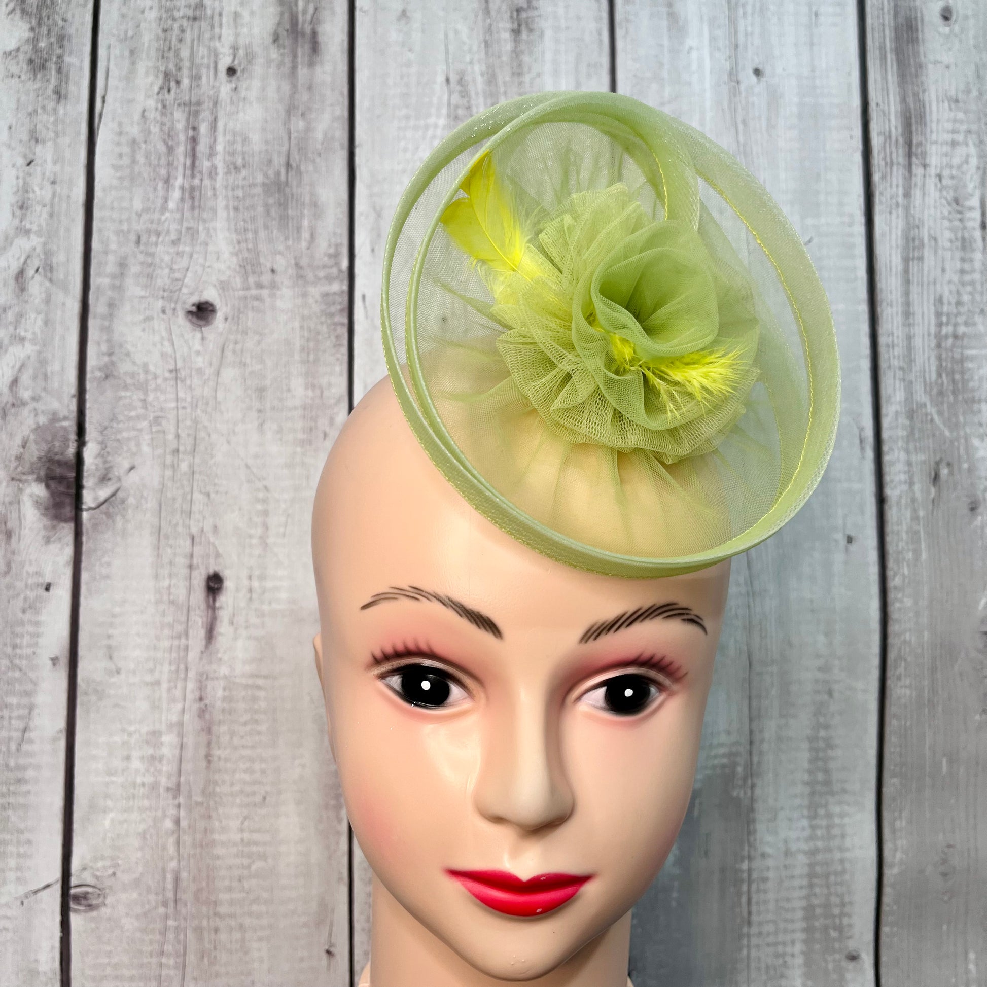 Twisted Pastel Green Fascinator Hat with Feather | Victorian Kate Middleton Fascinator