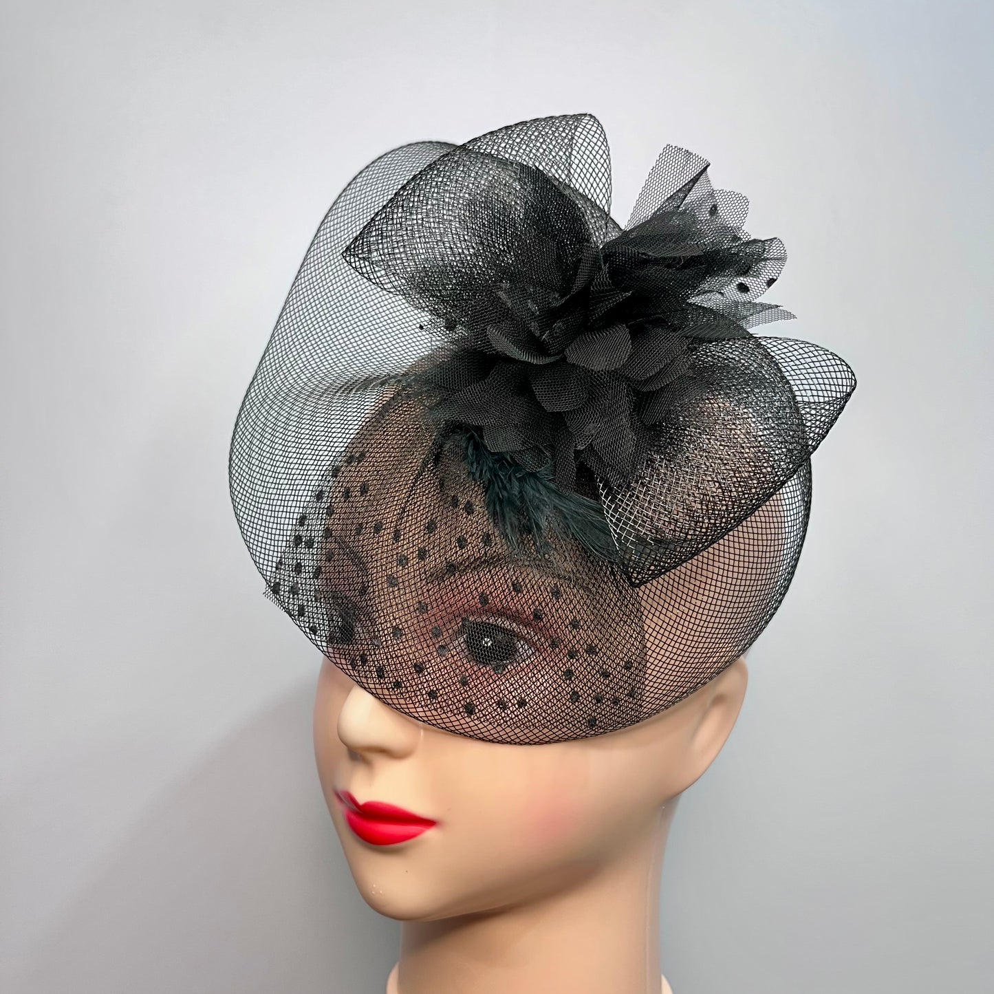 QUEEN OF THE NIGHT Black Fascinator Hat | Women Designer Couture Hair Accessory