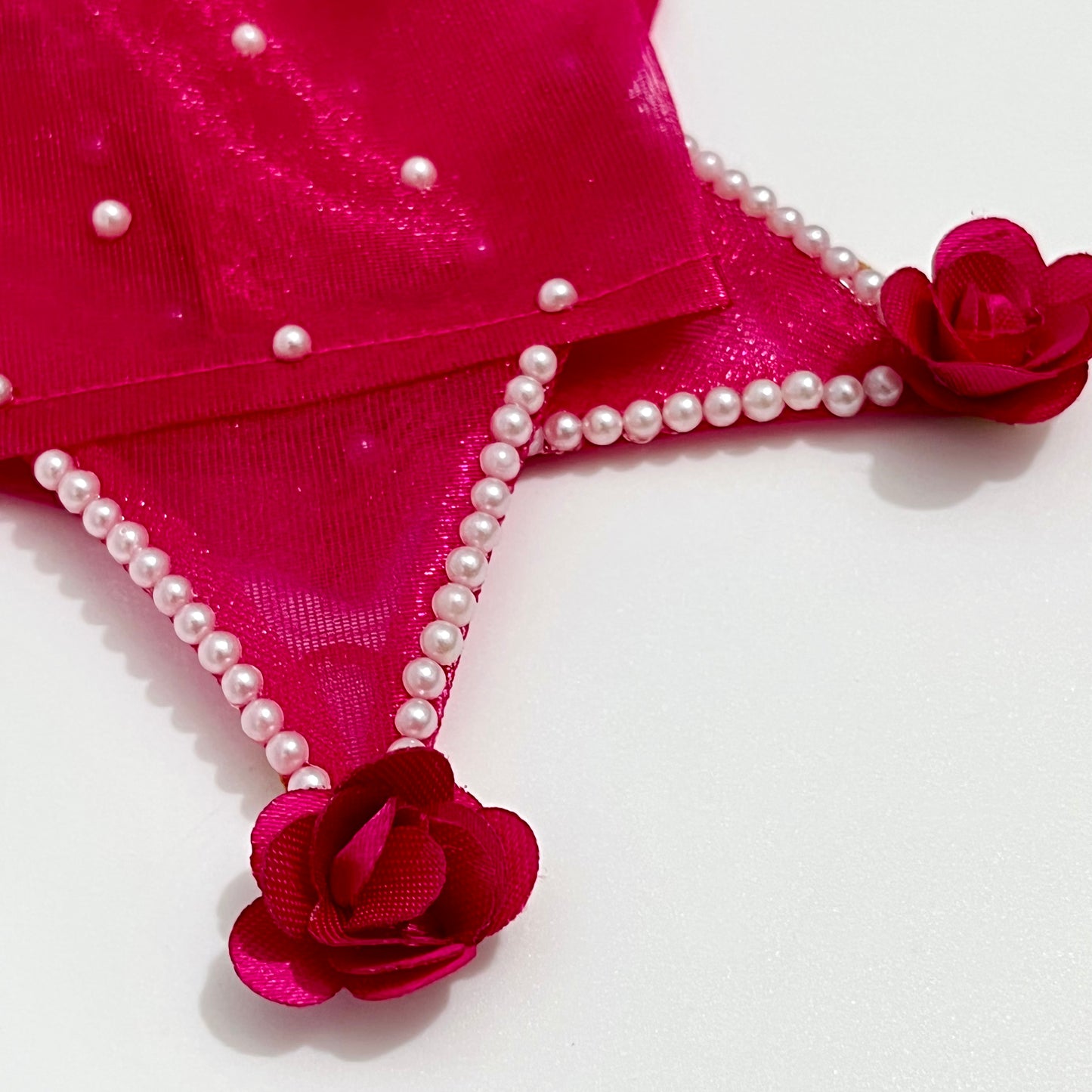 Dark Pink Princess Gloves with Pearls
