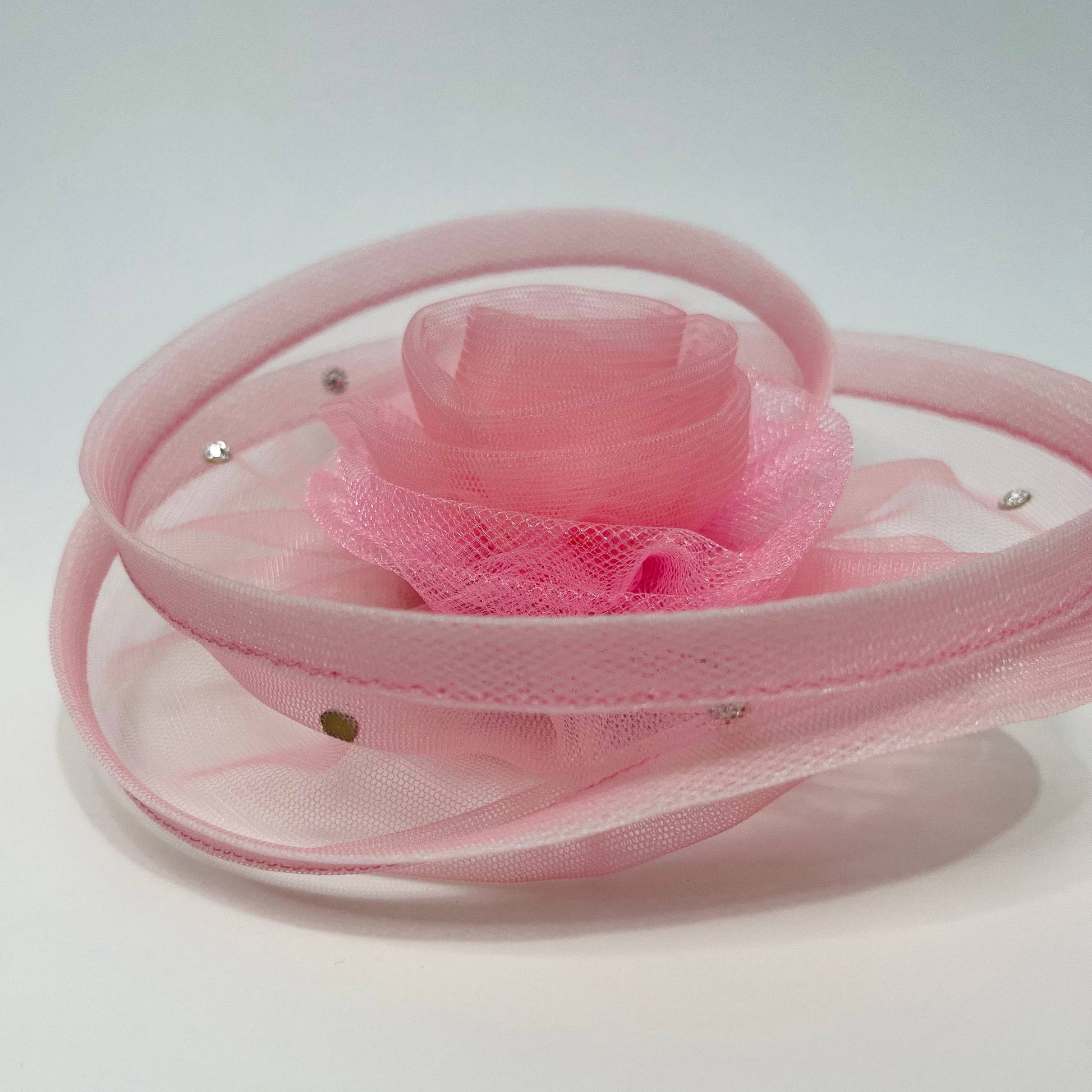Baby Pink Flower Fascinator | Baby Girl Nylon Soft Headband